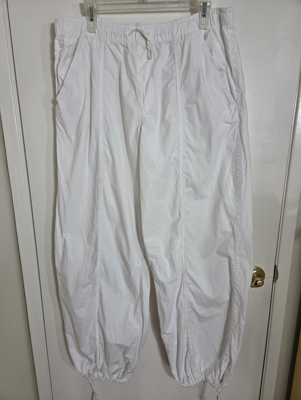 Zara Baggy Parachute Pants XL White High Rise Wide Legs Casual Y2K Streetwear